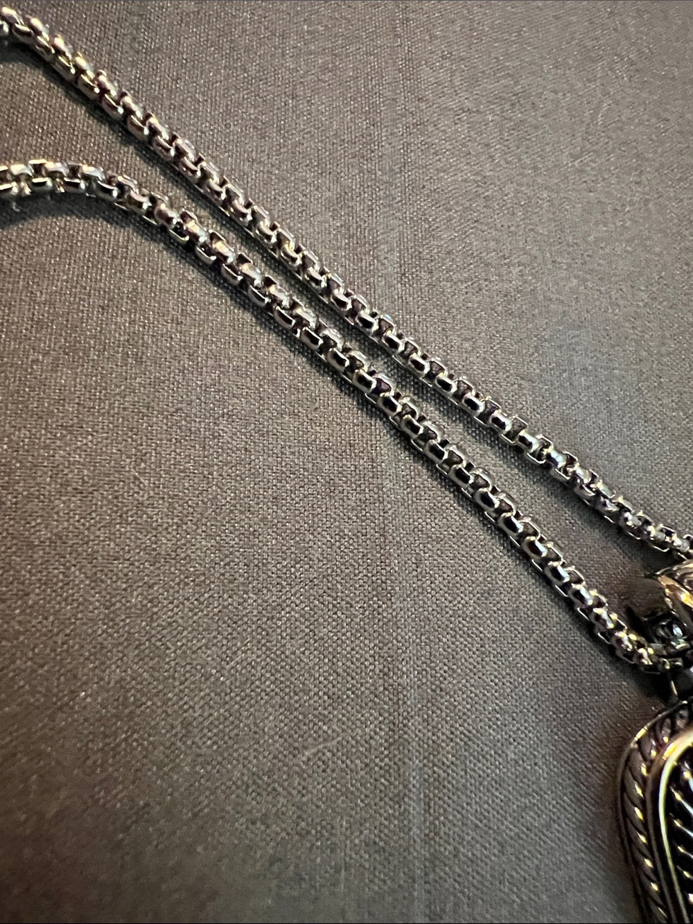 Silver/Gold Cubic Zirconia Square Pendant Necklace - Picture 6 of 7